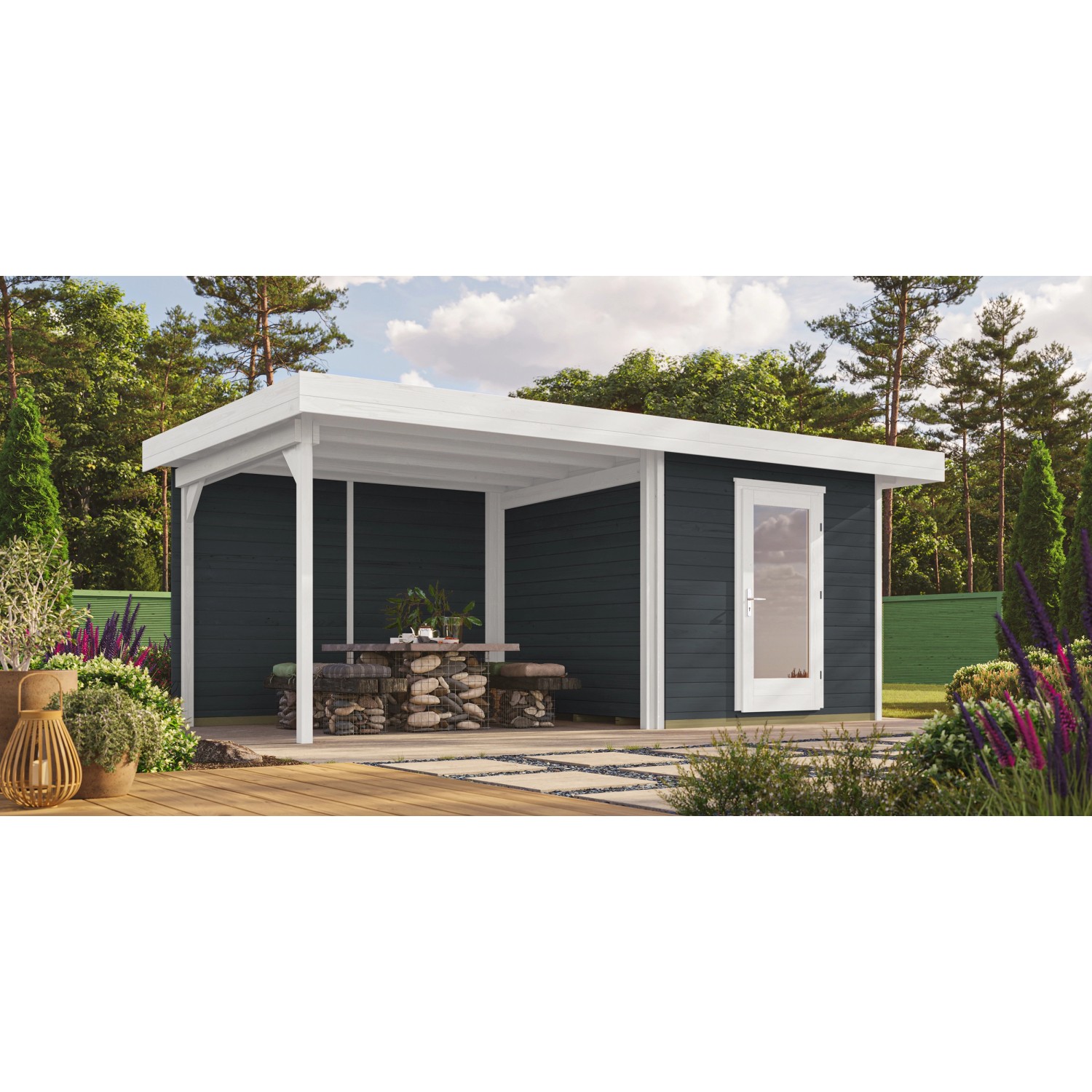 OBI Zahradní domek Florenz B, antracitová-bílá, 530 x 240 cm