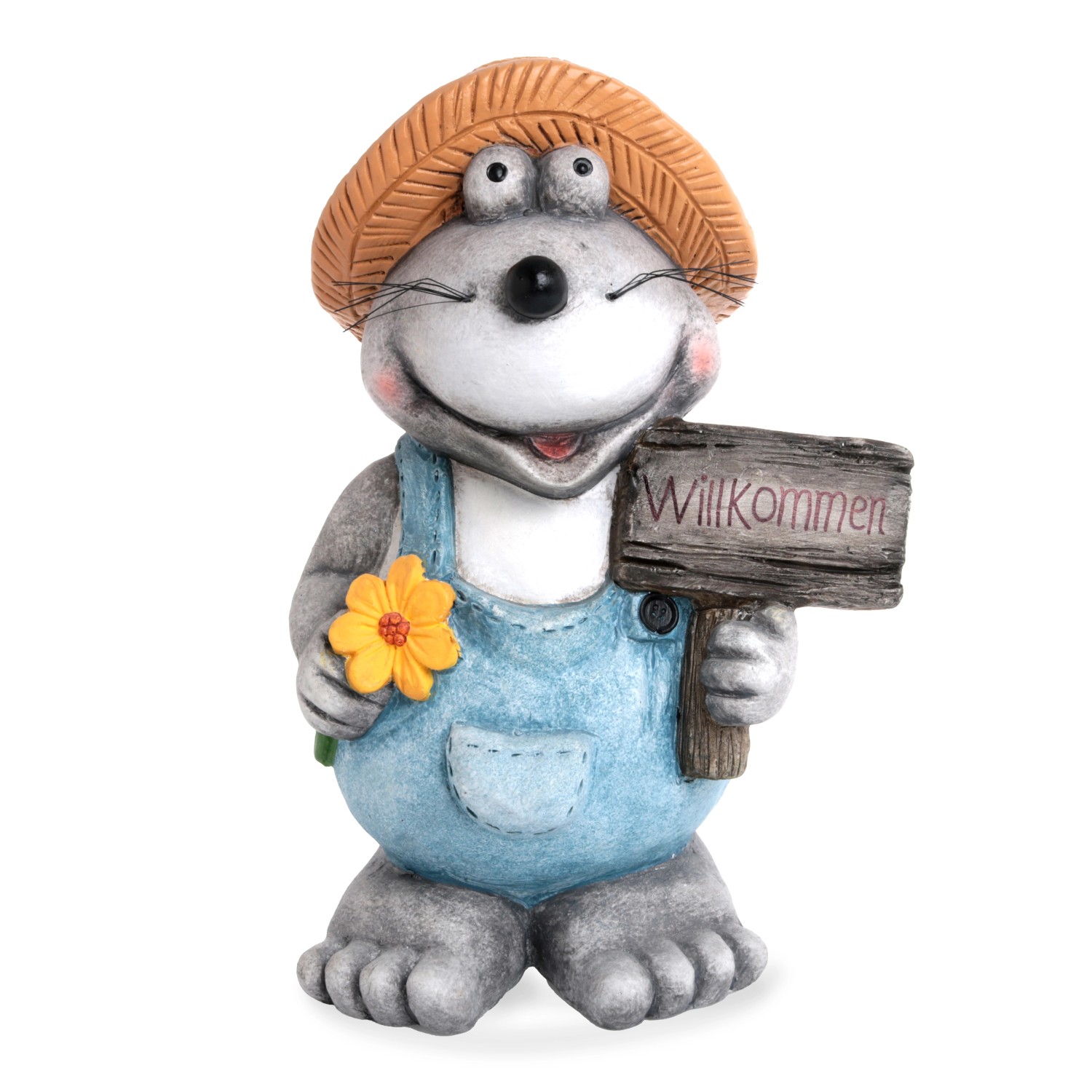 DRAGIMEX Zahradní dekorace myš s kloboukem z magnézia 35,5 cm