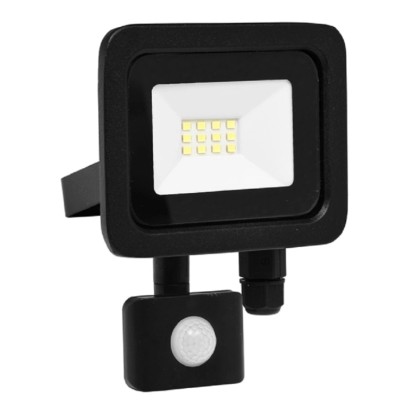 Ecolite LED reflek. Star s PIR senz., 10W, 800lm, 5000K, černý, 10,5x6,5x14,5cm