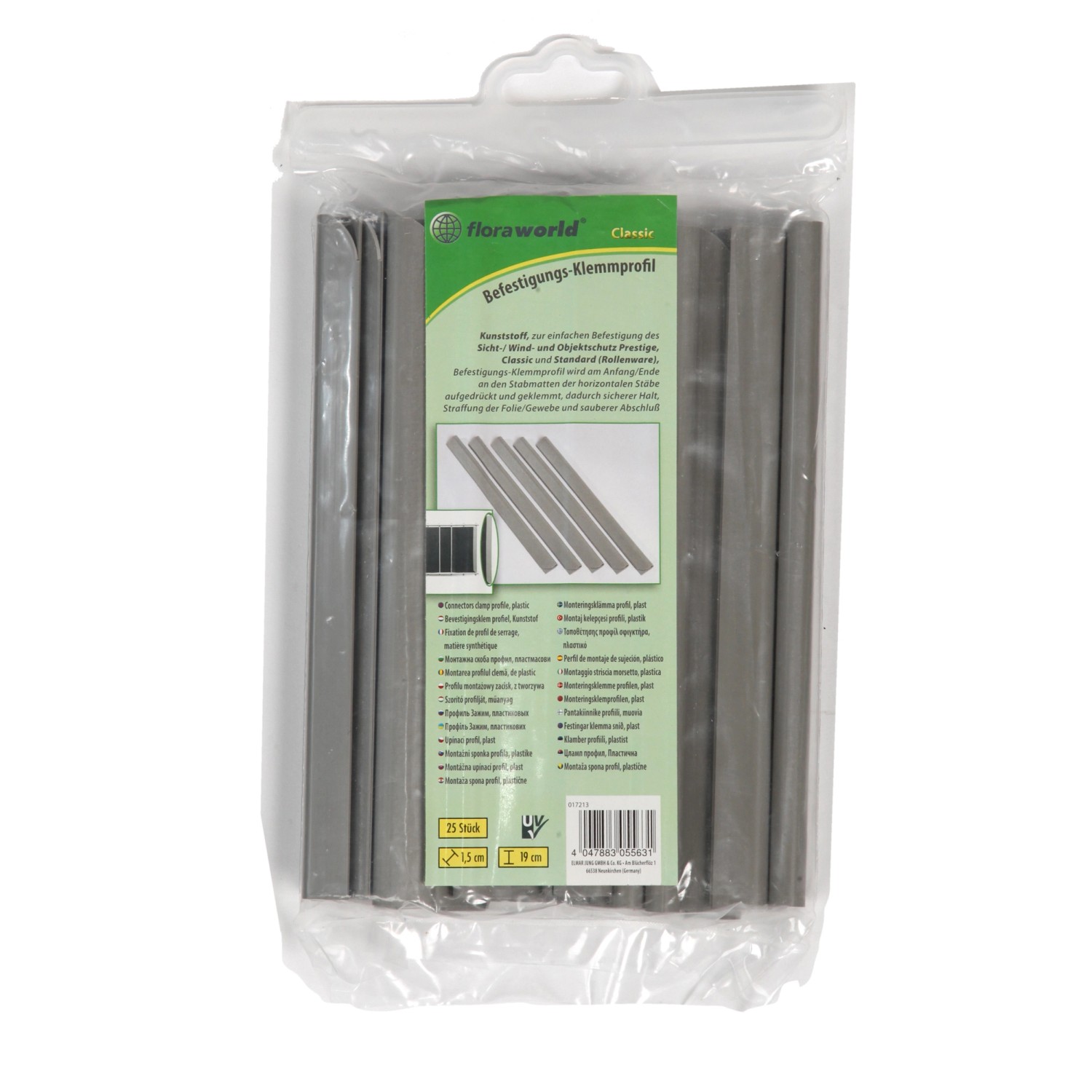 Floraworld Upínací profil pro protipohl. ochranu stříbrná, 1,5 x 19 cm, 25 ks