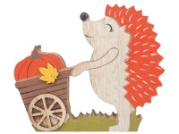 Dřevěný ježek s vozíkem na postavení, 12 cm