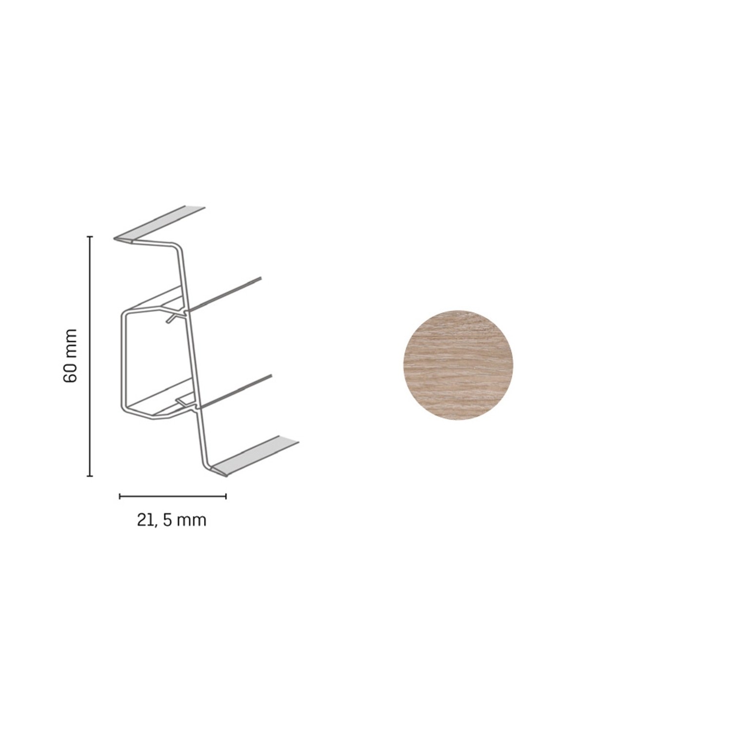 Döllken Profiles Lišta Q SLK 60 3040 dub wasabi 60 x 21,5 x 2500 mm