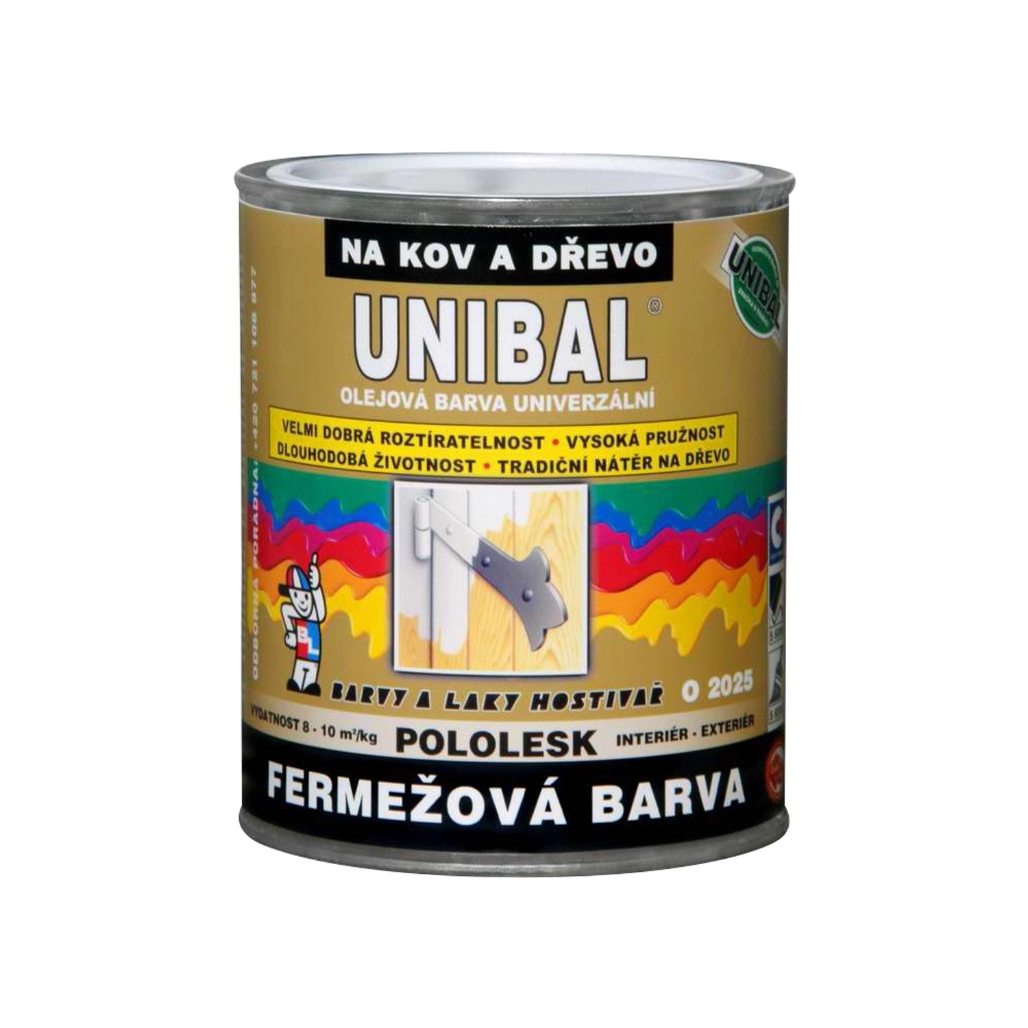 Unibal Fermežová barva na dřevo a kov bílá 1 kg