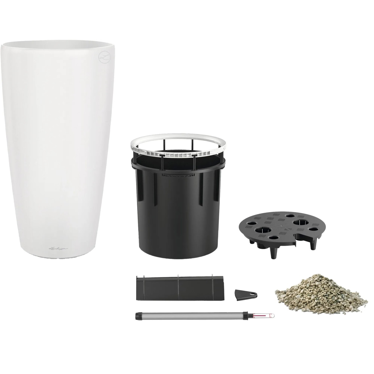 Lechuza Samozavlažovací květináč Rondo 40 bílá matná pr. 40 x 75 cm