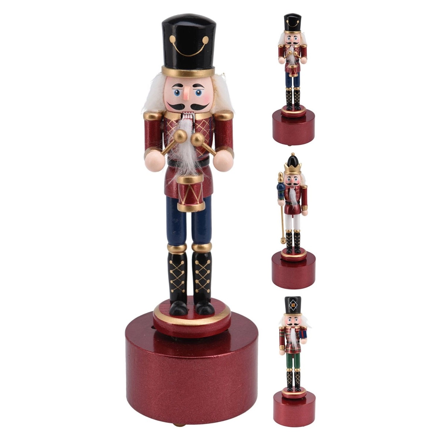 Koopman Dekorativní figurka louskáček hrací červeno-zlatý různé druhy 22 cm, 1ks