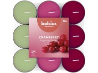 Bolsius Vonné čajové svíčky Cranberry, 3 barvy, 18 ks