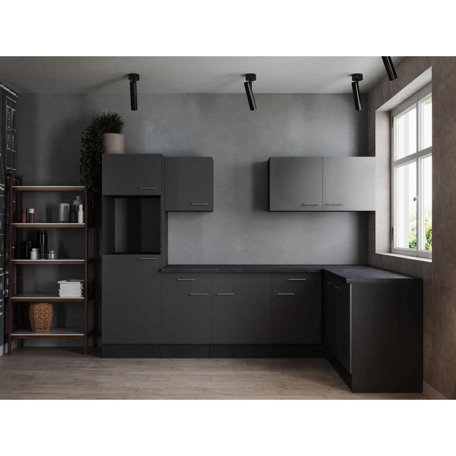 Respekta Kuchyně Oliver L šedá/žula 280 cm - bez el. přístrojů