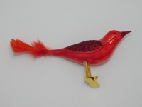Ornex Skleněná vánoční ozdoba ptáček červený 8 x 4 x 12 cm