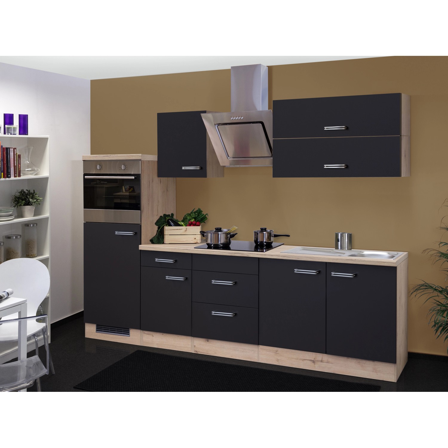 Flex-Well Kuchyně Lara 220 cm/typ 3 - lednice/trouba/varná deska/digestoř