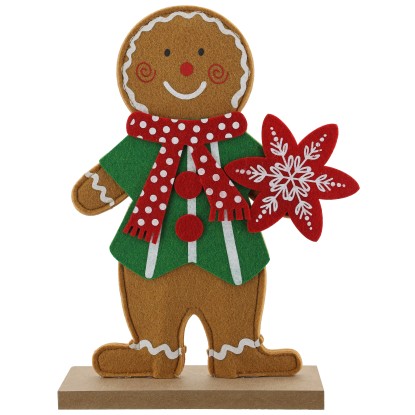 GEROMA Stojací vánoční dekorace perníček ze dřeva a filcu 30 cm, 1 ks