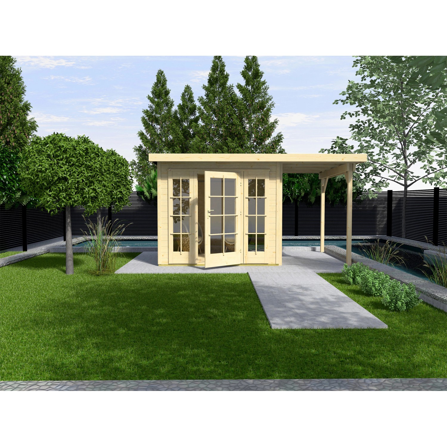 Weka Designový zahradní domek Panorama 172 B vel. 2, přírodní, 590 x 299 cm