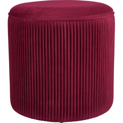 Bordó taburet Blush Bordeaux z MDF se sametovým vzhledem, Ø 40 cm.