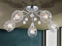 GLOBO Stropní svítidlo KORDULA, 5x E14, chrom, pr. 54 x 22 cm