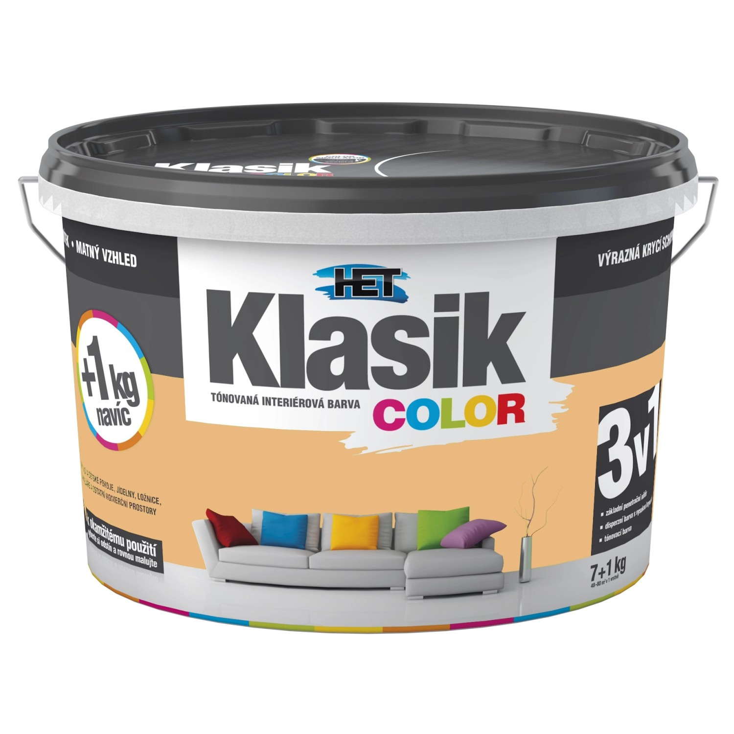 HET Klasik COLOR Tónovaná interiérová barva KC 0777 meruňková, 7 + 1 kg