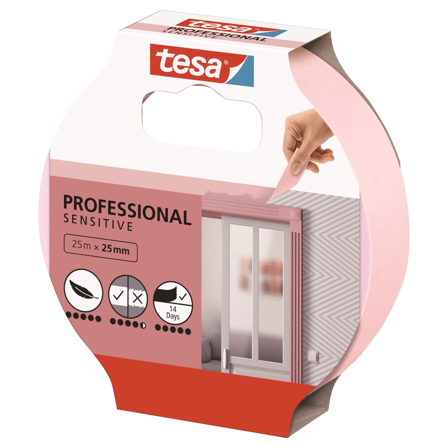 tesa Maskovací páska Professional SENSITIVE pro citlivé povrchy, 25 m x 25 mm