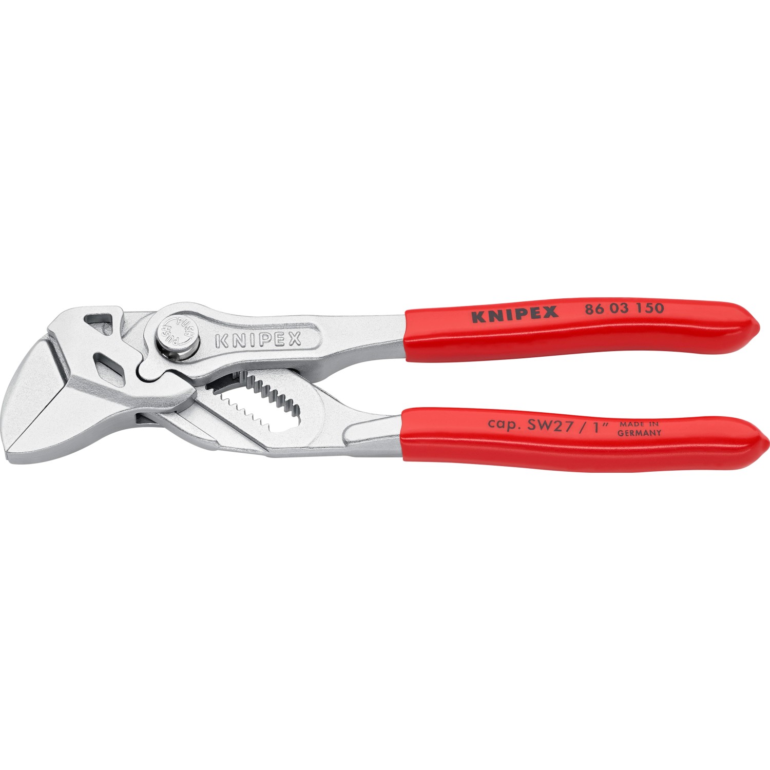 Knipex Mini klešťový klíč, chromovaný povrch, rukojeť potažené plastem, 150 mm