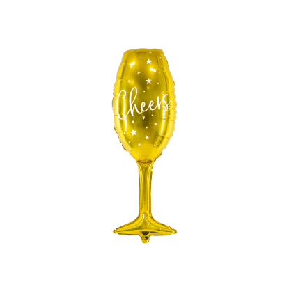 PartyDeco Balón fóliový SKLENICE Cheers zlatý