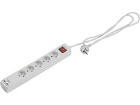 Zásuvková lišta 6-násobná s 2x USB, bílá, 1,4 m