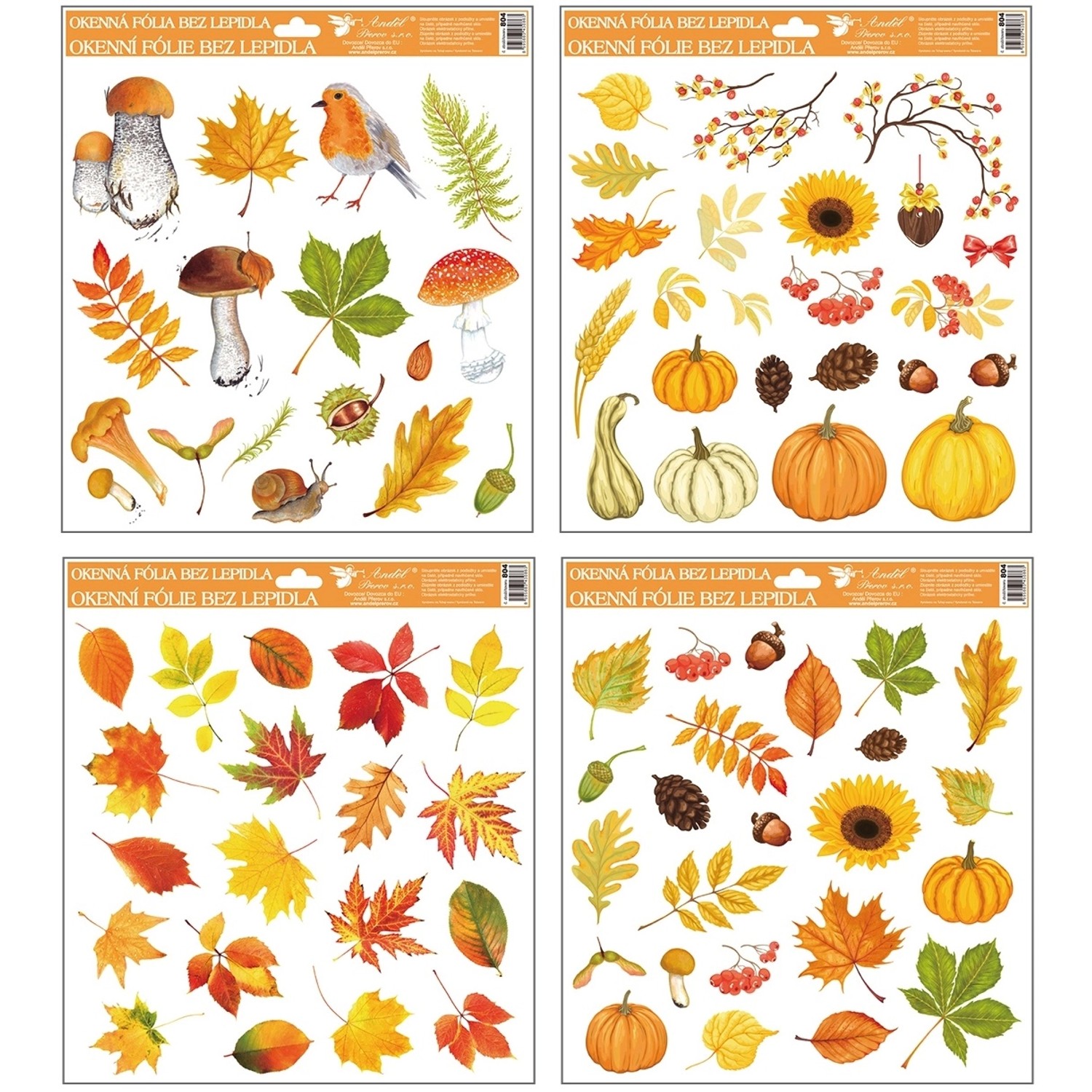 Okenní fólie podzim mix dekorů 30 x 30 cm