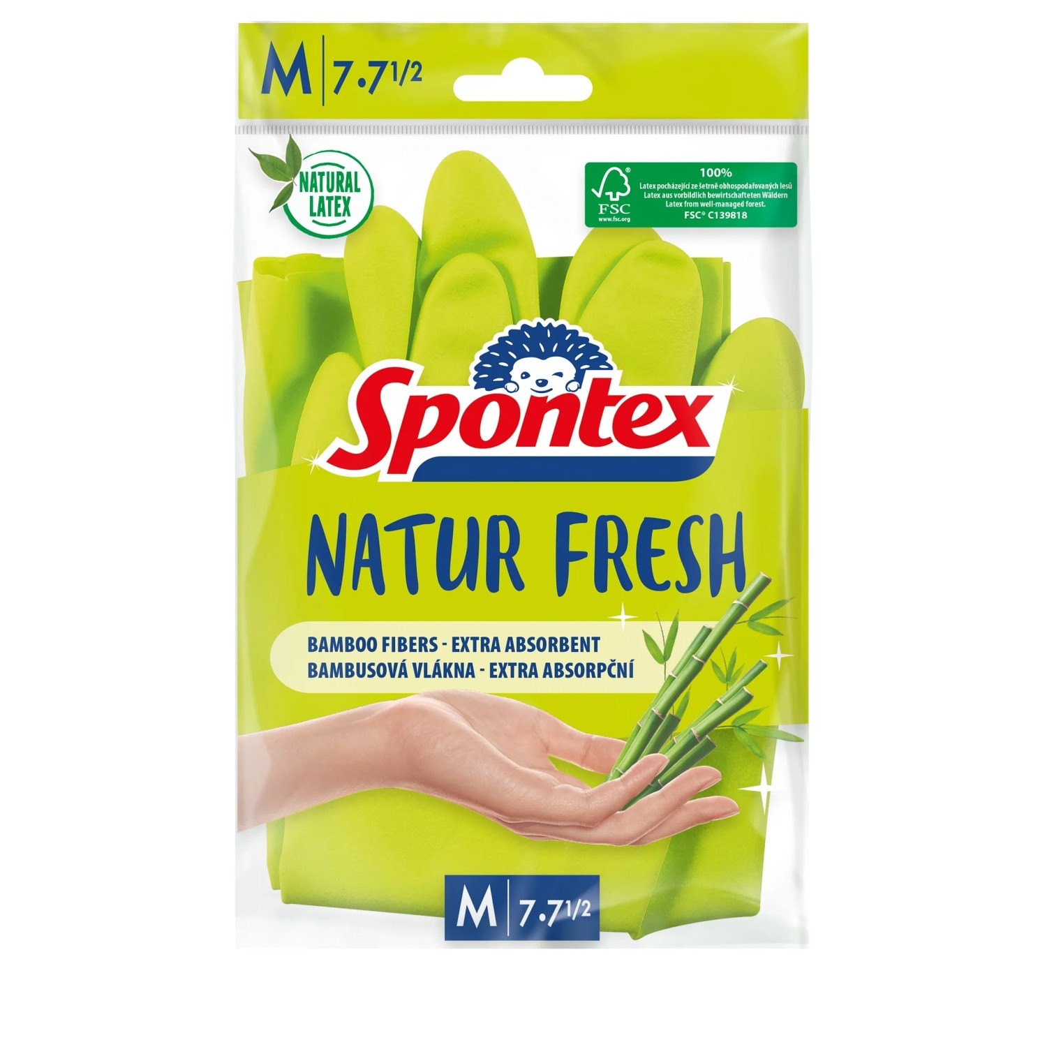 Spontex Natur Fresh - úklidové rukavice - velikost M, 1 pár