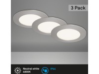 Briloner Sada vestavných LED svítidel, 3 ks, matný nikl V: 2,9 cm průměr: 12 cm, Briloner Sada vestavných LED svítidel, 3 ks, matný nikl V: 2,9 cm průměr: 12 cm,