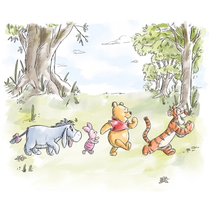 Komar Vliesová fototapeta Disney Winnie the Pooh Walk Together 300 x 250 cm