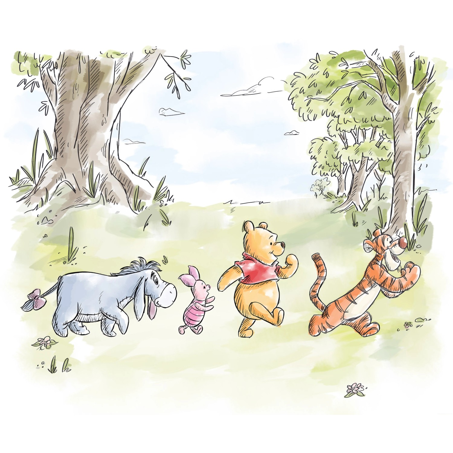 Komar Vliesová fototapeta Disney Winnie the Pooh Walk Together 300 x 250 cm