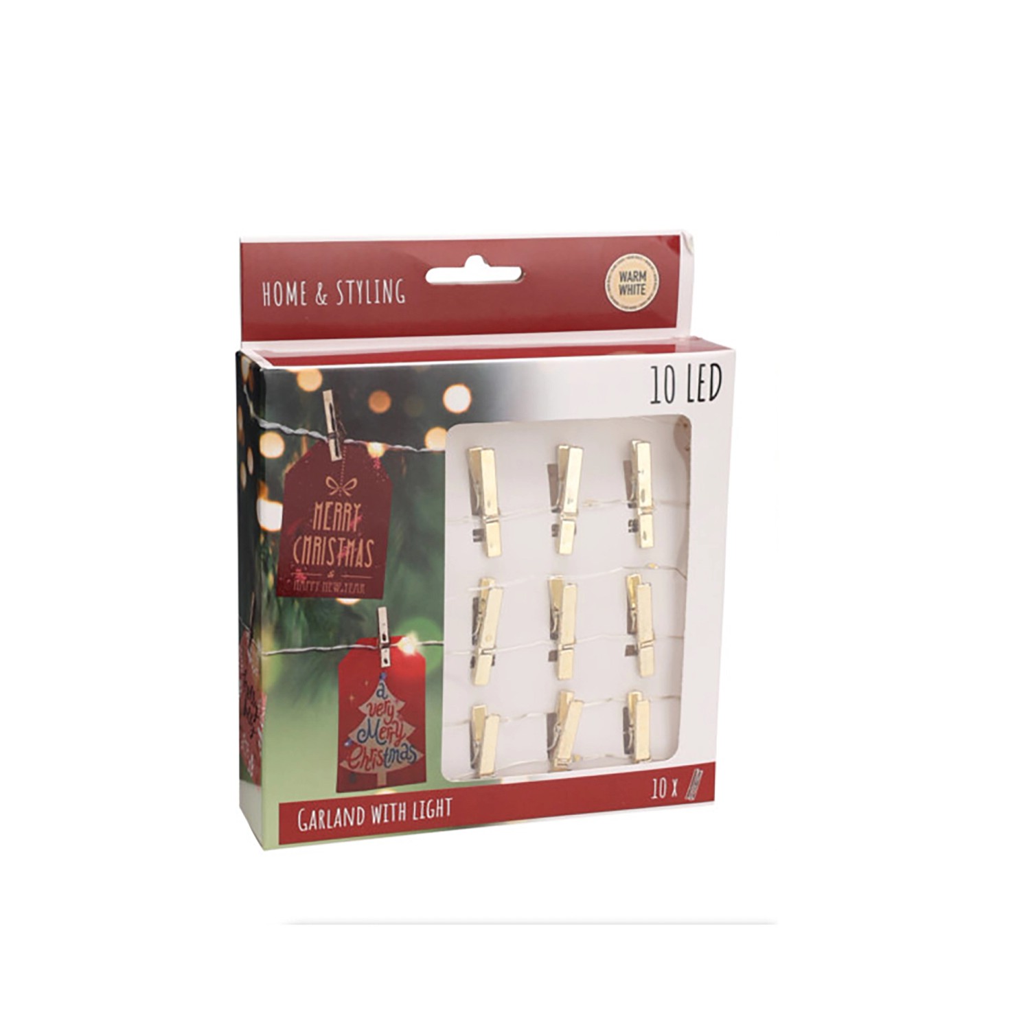 LED světelný řetěz se svorkami 20 LED teplá bílá, různé druhy