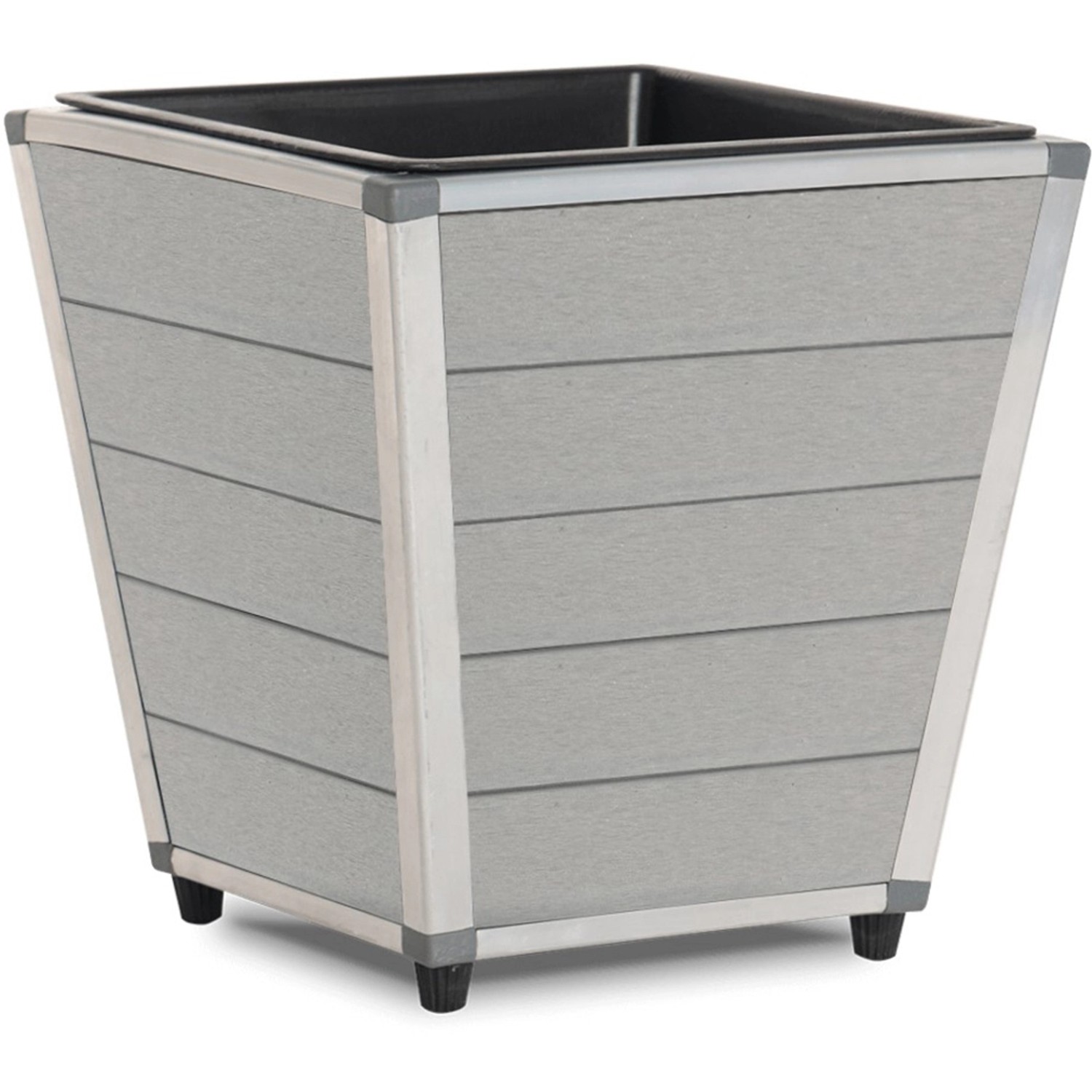 Květinový truhlík kónický s vyjímatelnou vložkou, šedá, 28 x 27 x 27 cm