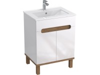 A-Interiéry Koupelnová skříňka Ori W 60 s keramickým umyvadlem 60 cm, bílá/dub