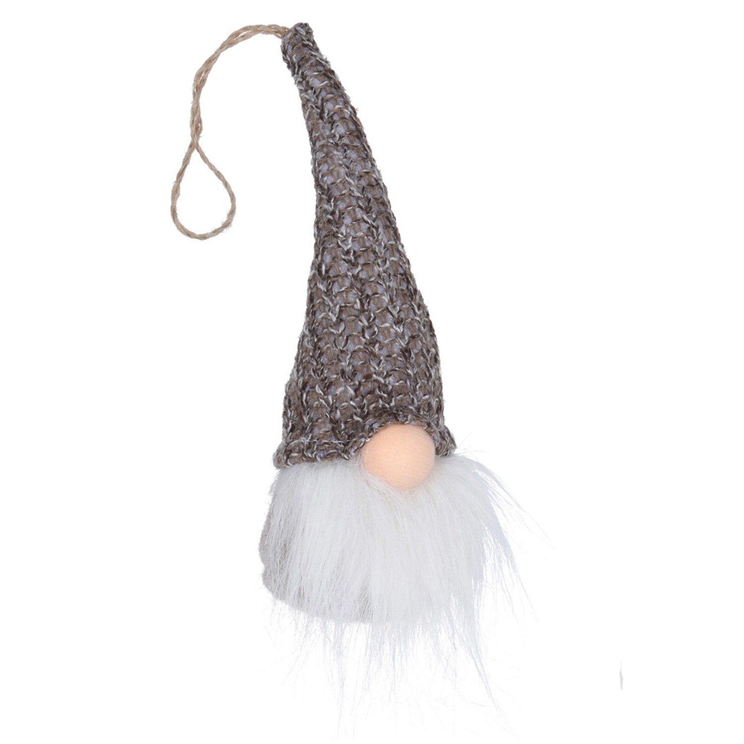 Plyšový trpaslík s LED nosem, béžová/hnědá, 19 cm