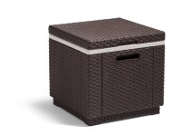 Keter Taburet s chladicím boxem Ice Cube Box, teplá hnědá, 42 x 42 x 41 cm