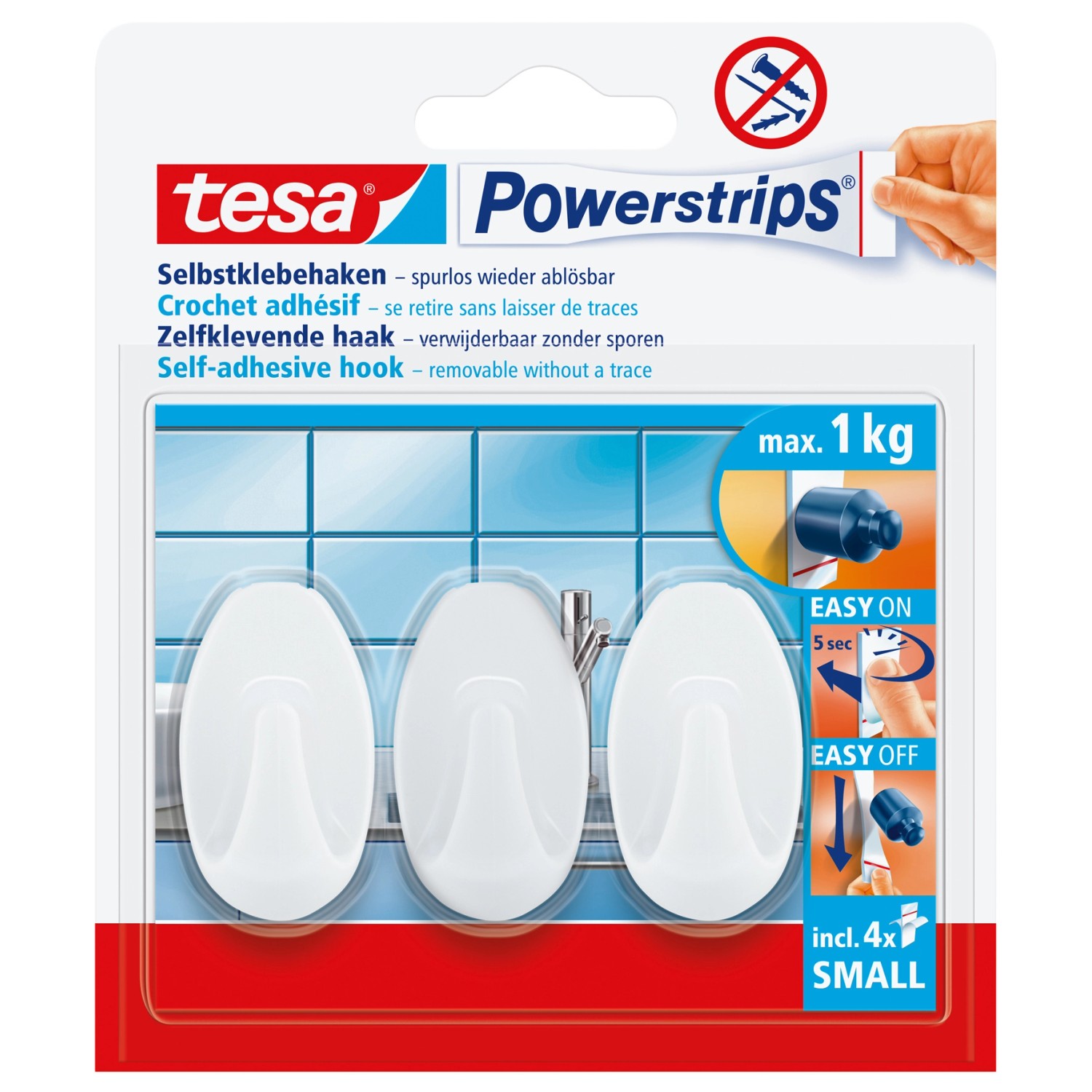 tesa Samolepicí háčky Powerstrips S malé oválné, bílá, 3 ks