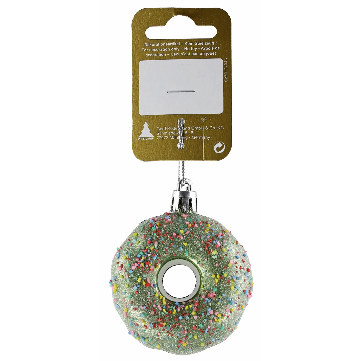 GEROMA Vánoční ozdoba donut plastový mátový pr. 6 x 3 cm