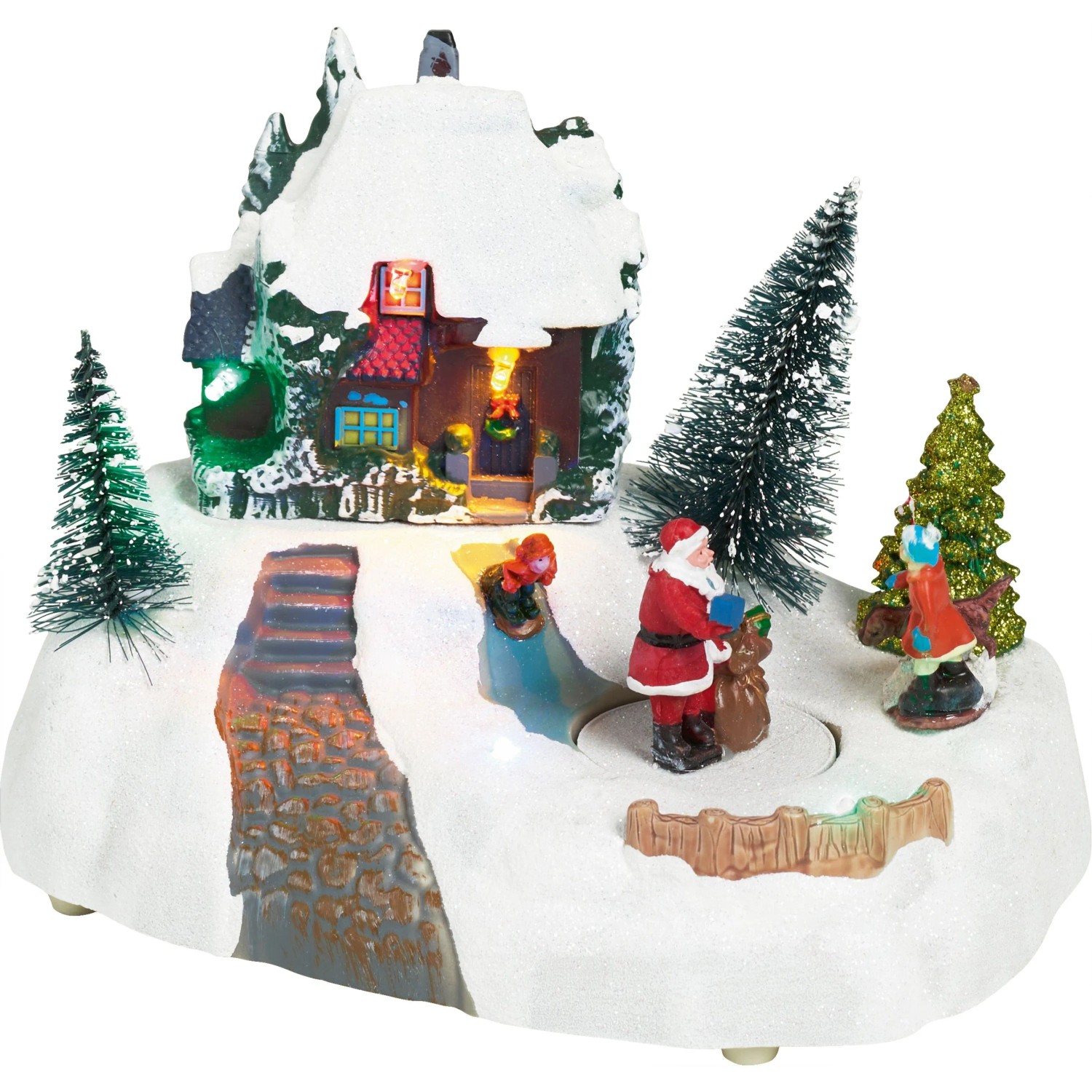 Vánoční vesnička s LED - domek a Santa, 20 × 14 × 15 cm