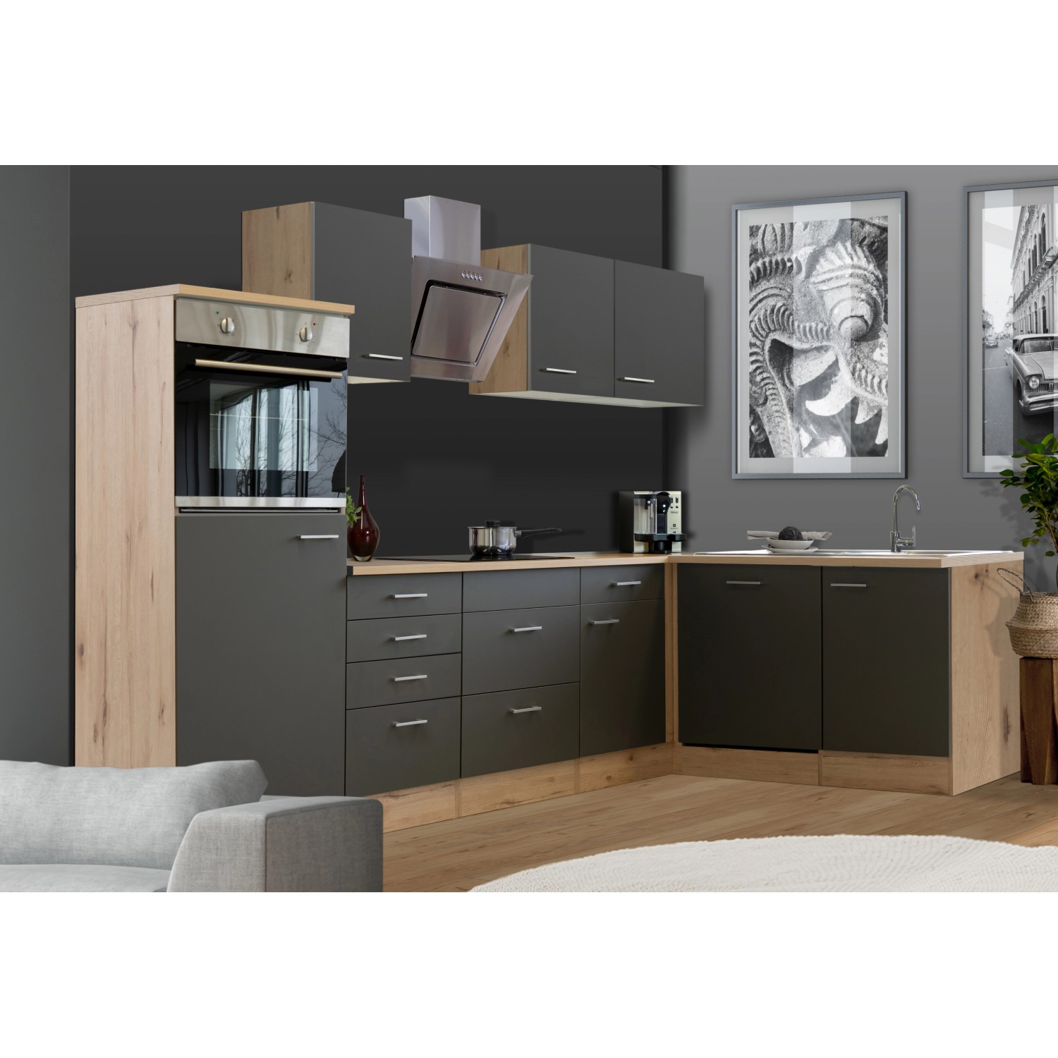 Flex-Well Kuchyně Morena 280x170 cm/typ2-lednice/trouba/var.deska/digestoř/myčka