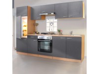 Respekta Kuchyně Gerda šedá/buk 270 cm-bez el. přístrojů