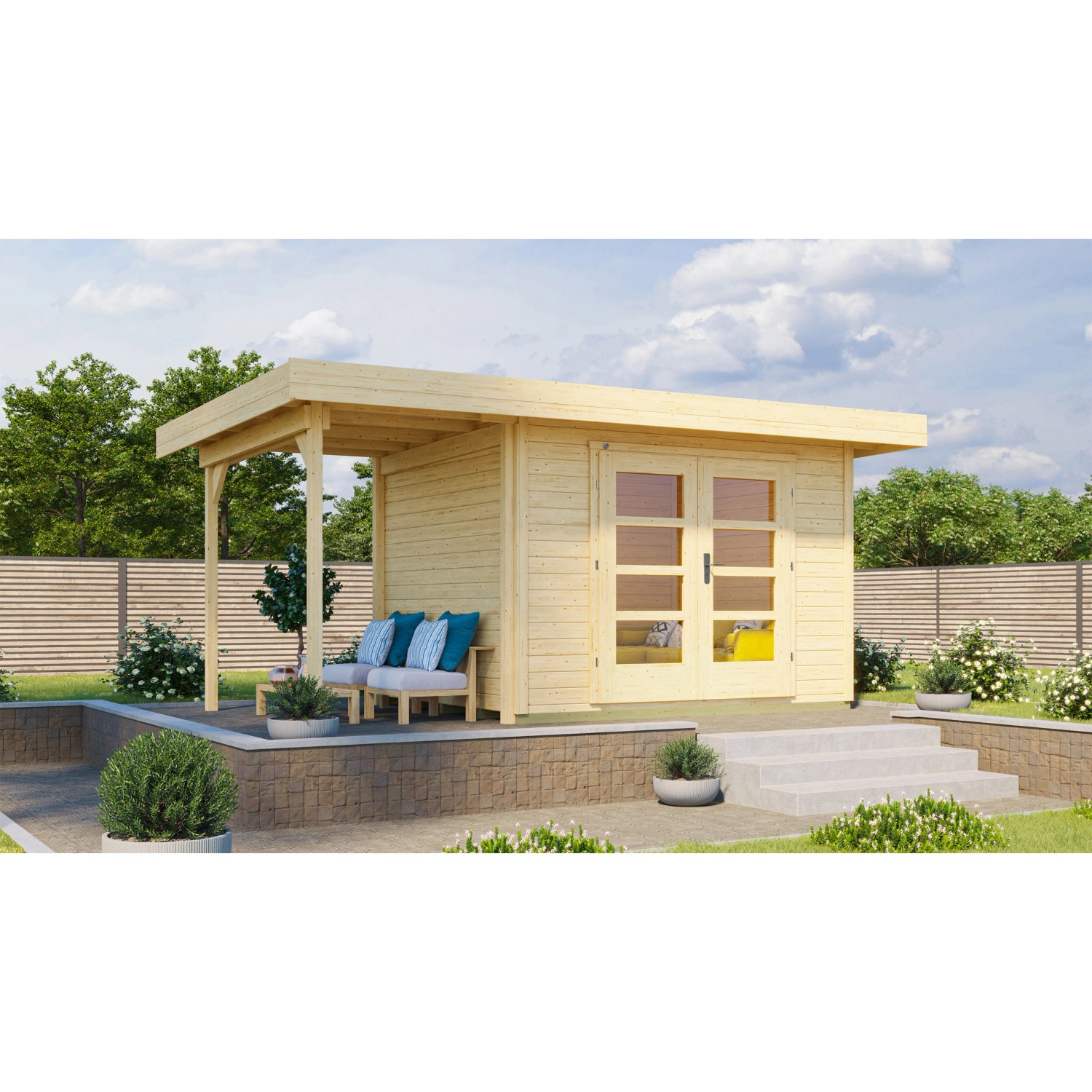 Weka Designový zahradní domek 126 A vel. 1, přírodní, 442 x 240 cm