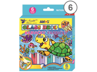 Amos Barvy na sklo sada 6 barev, 10,5 ml + fólie a šablony