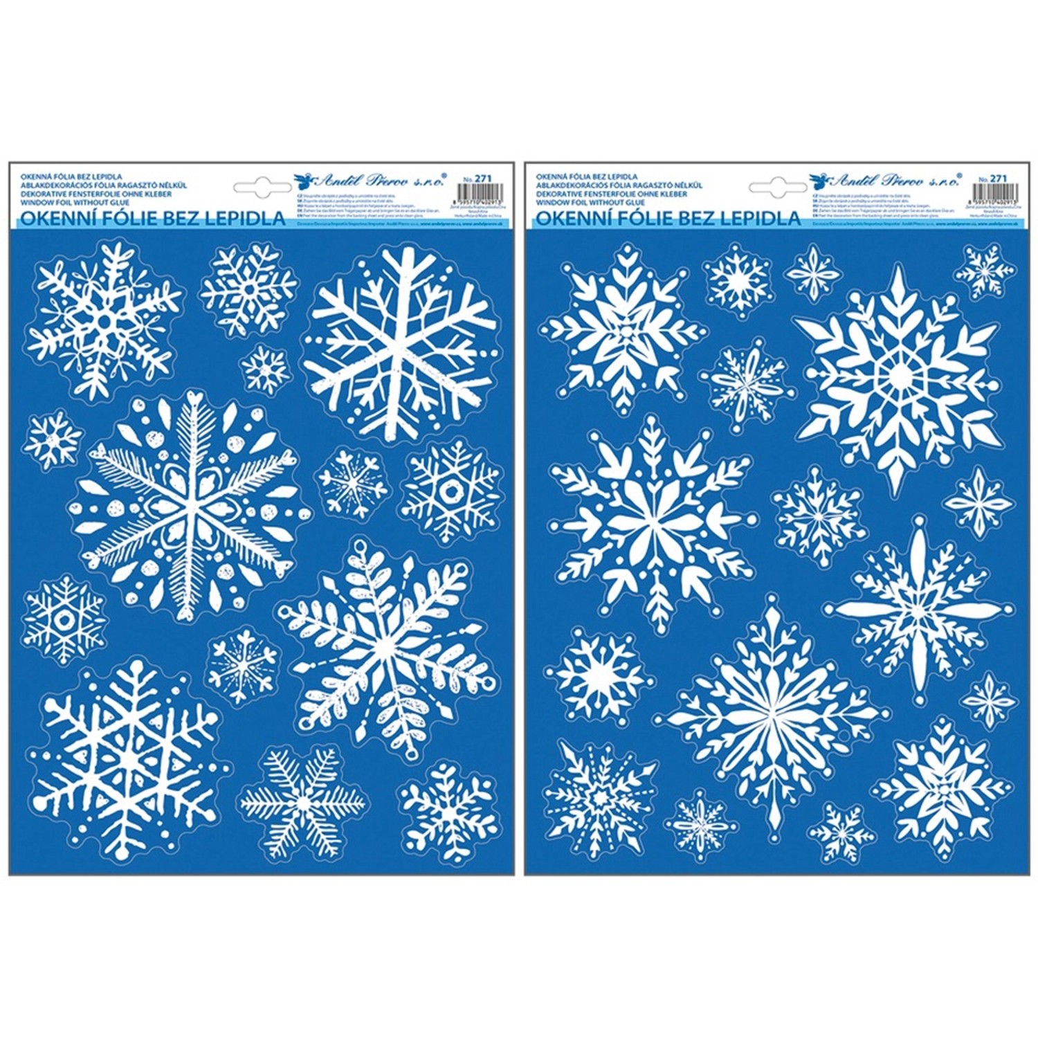 Okenní fólie, vločky s glitrem, 29 x 41 cm