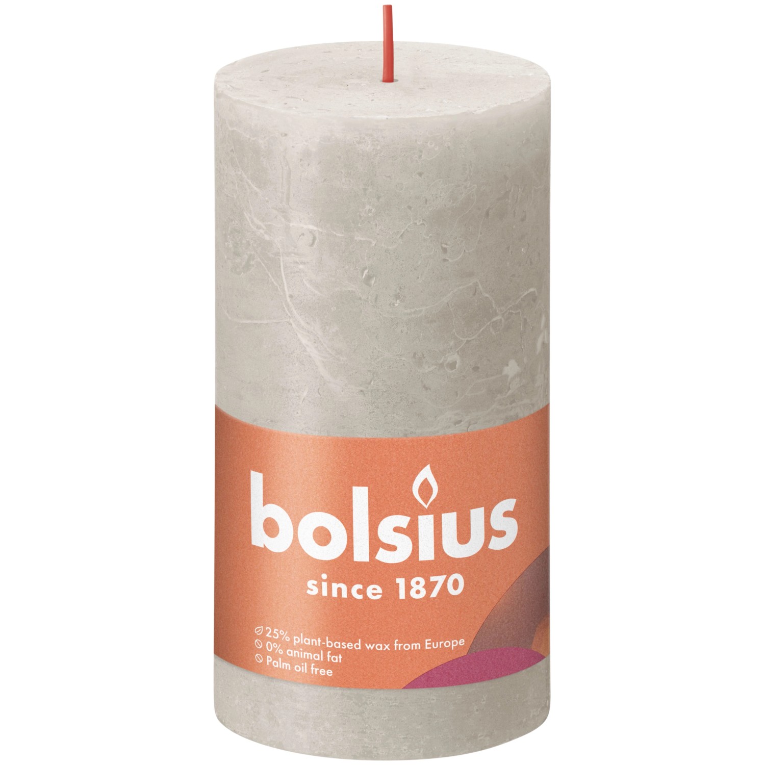 Bolsius Svíčka válcová Rustic Sandy Grey 68 x 130 mm