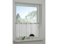 Bennetti Vitrážová záclona s otvory, tkané pruhy, stříbrnošedá 140 x 45 cm