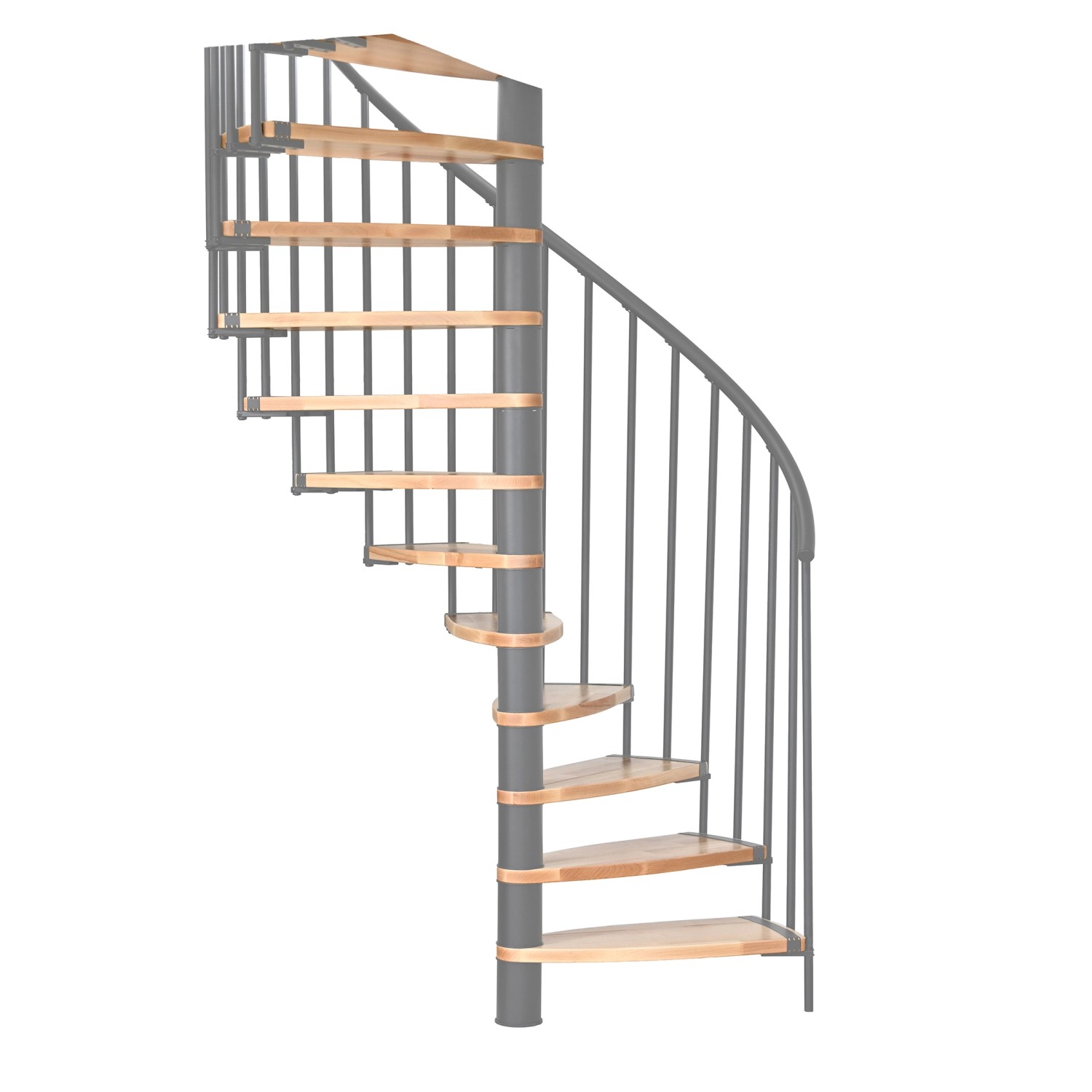 Minka STAIRS Prostorově točité schodiště Luna buk/šedá 101-155 x 57-84 cm