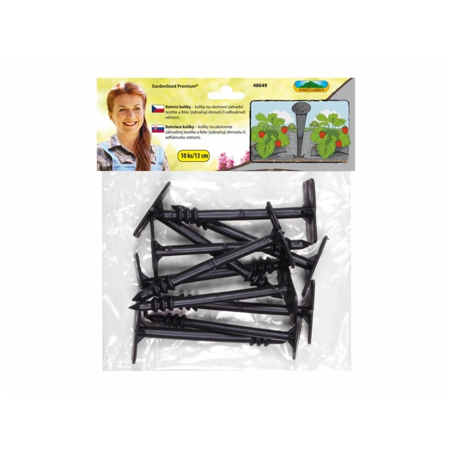 NOHEL GARDEN Kolík kotvící plastový černý 13 cm, 10 ks