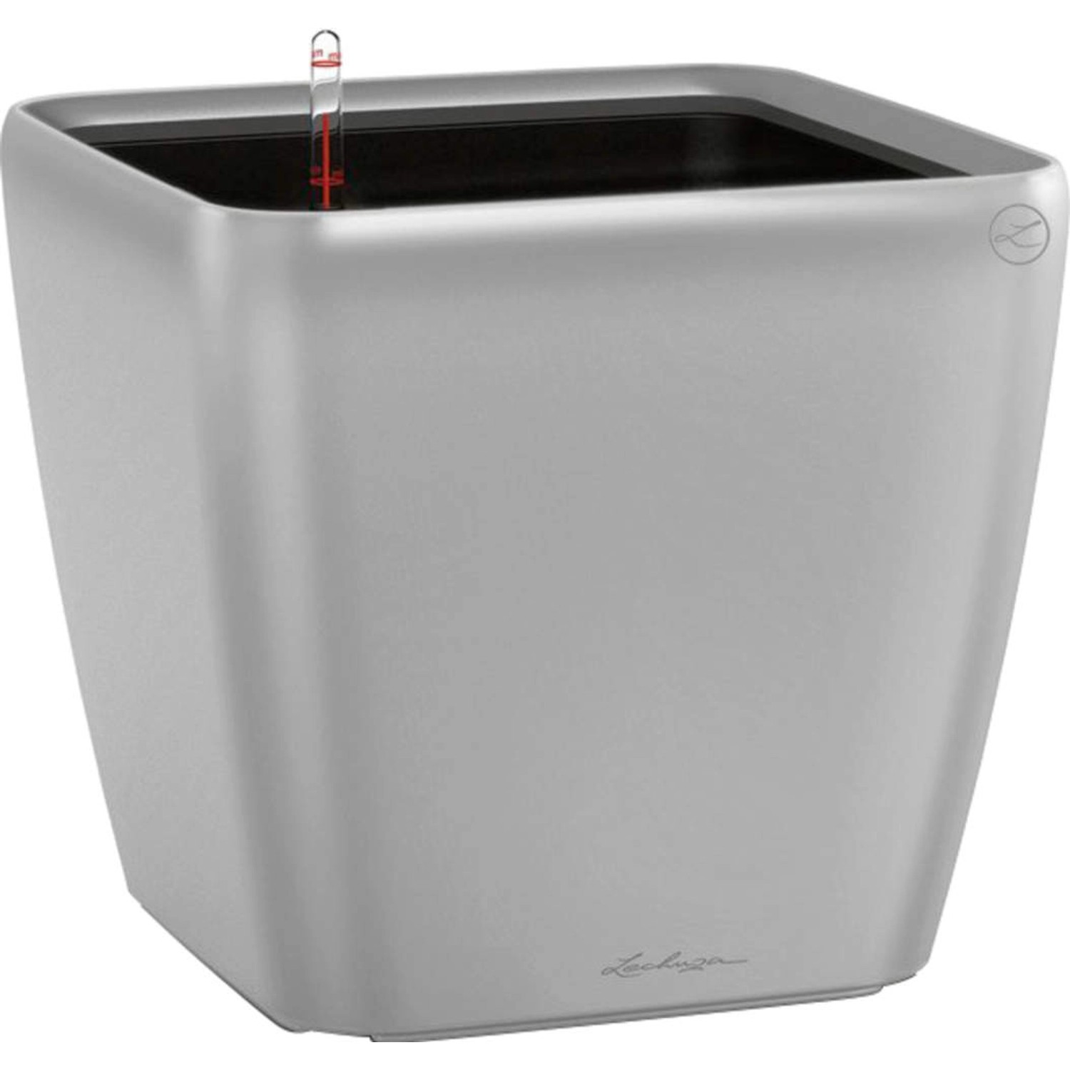 Lechuza Květináč Quadro Premium LS 43, stříbrná metalická, 43 x 43 x 40 cm