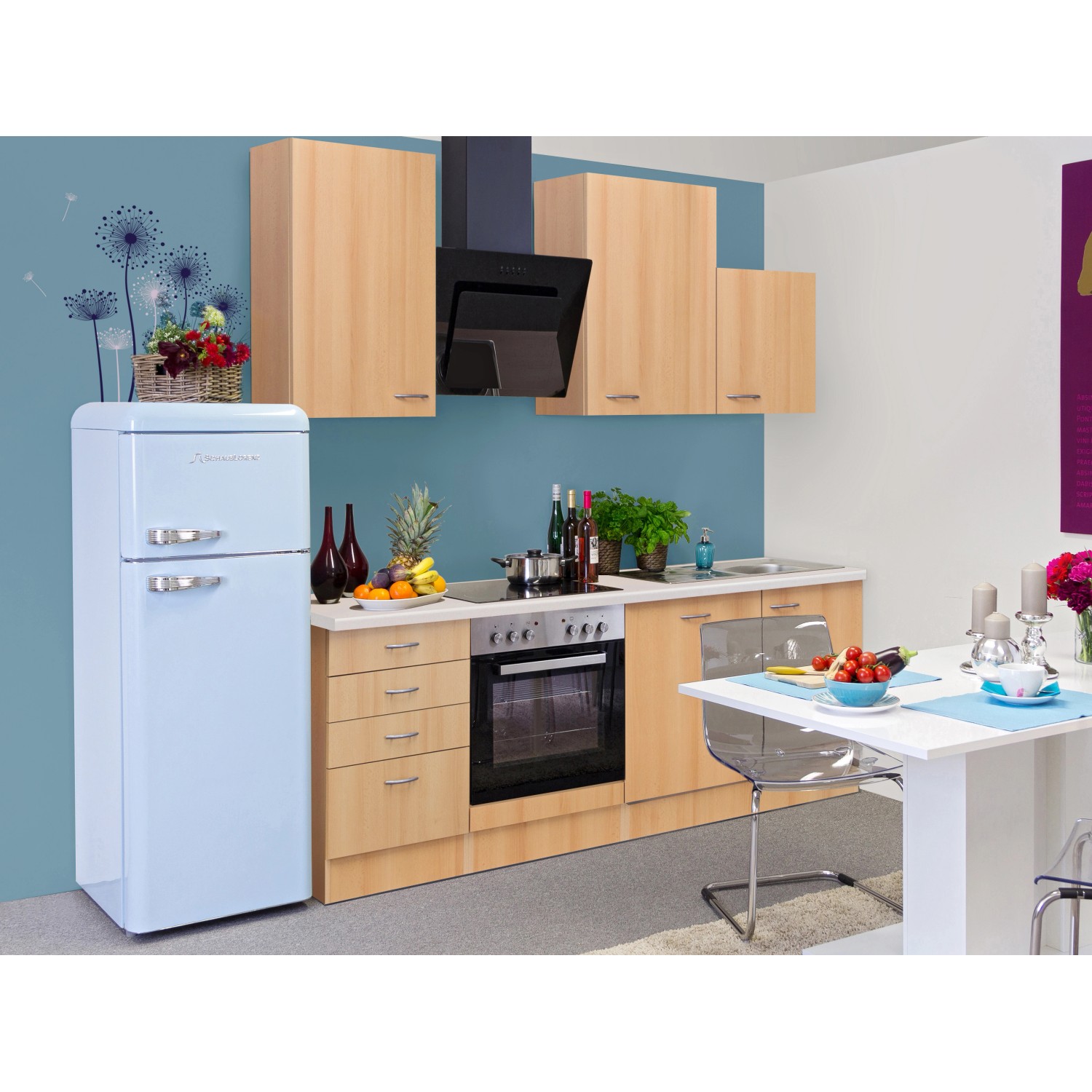 Flex-Well Kuchyně Nano 220 cm/typ 4 - trouba/varná deska/digestoř/myčka