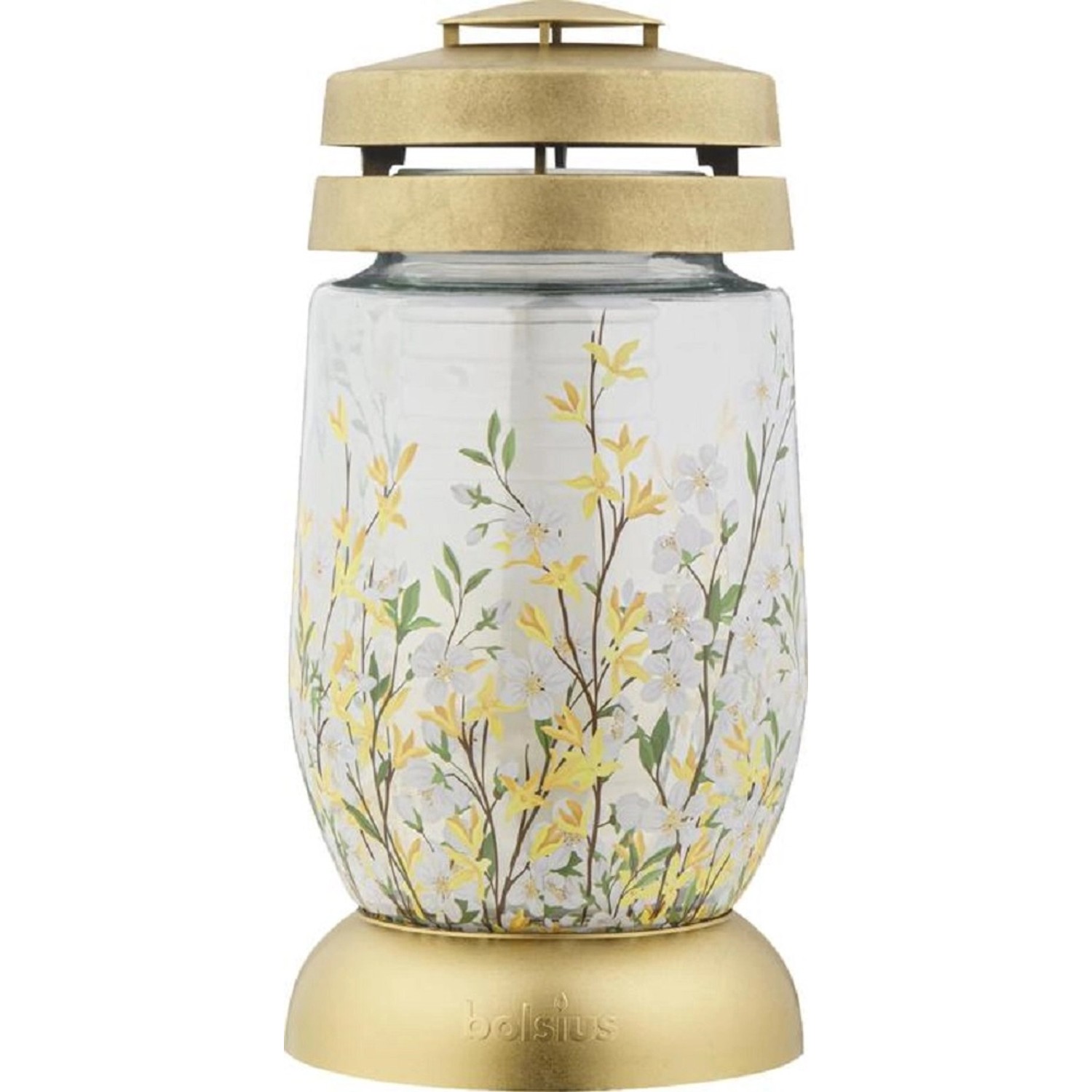 Bolsius Lampa hřbitovní skleněná zlatá 23 cm, vklad 120 g