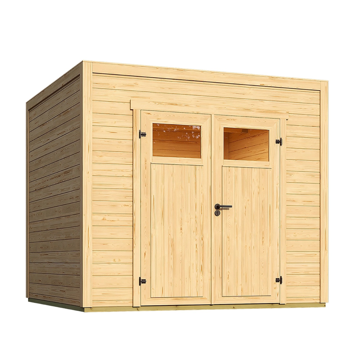 Weka Dřevěný zahradní domek Batu 1,5 prosklené dveře, přírodní, 250 x 200 cm