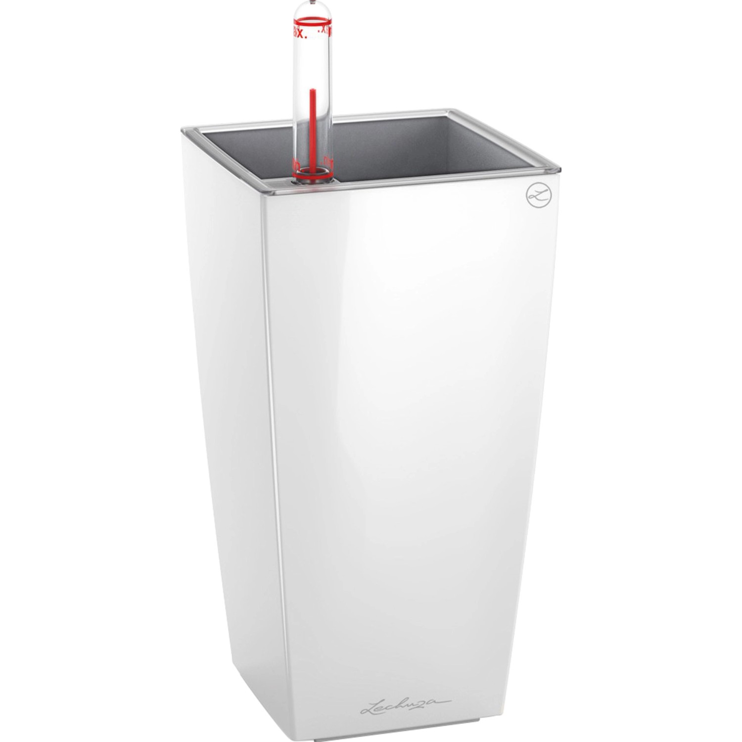 Lechuza Samozavlažovací květináč MAXI CUBI bílá lesklá 14 x 14 x 26 cm