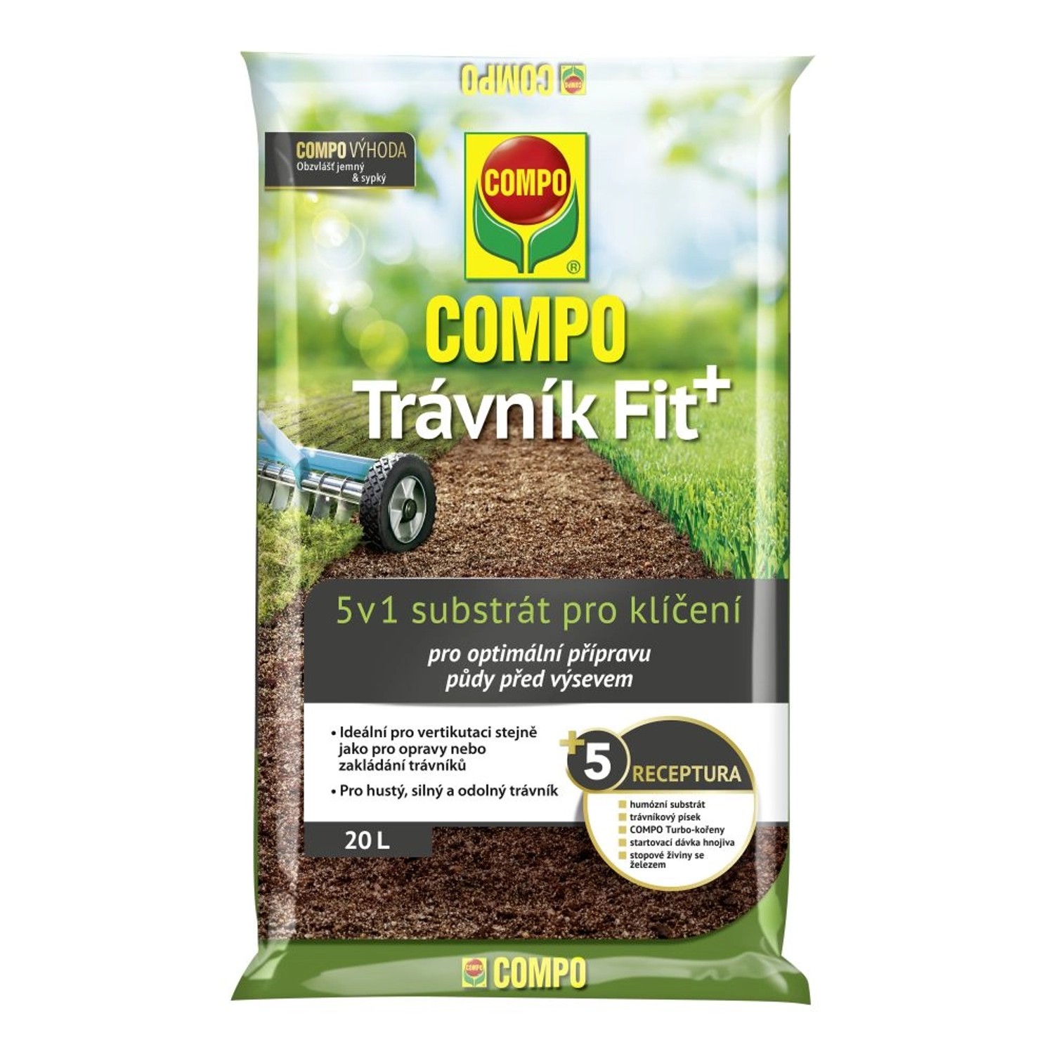 COMPO Fit+ substrát na klíčení trávníků, 5v1, 20 l